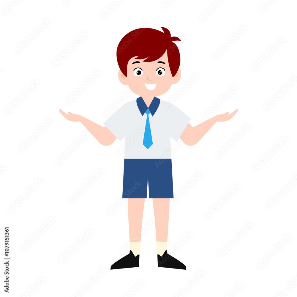 boy different pose activity school isolated on white background, uniform school white blue boy different pose activity school isolated on white background, uniform school white blue