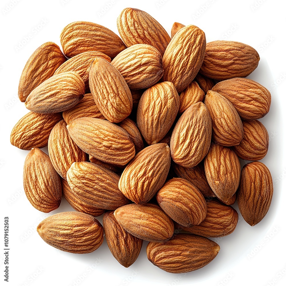 A close-up of a pile of almonds, a healthy and delicious snack. A close-up of a pile of almonds, a healthy and delicious snack.