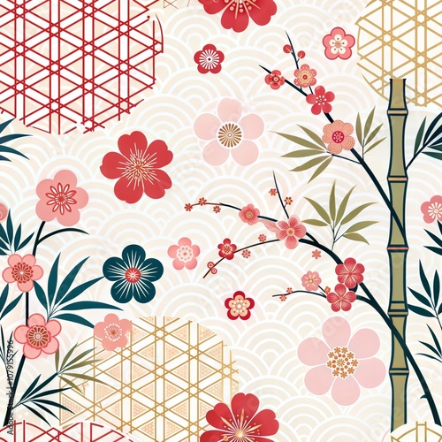 Traditional Japanese Floral Pattern