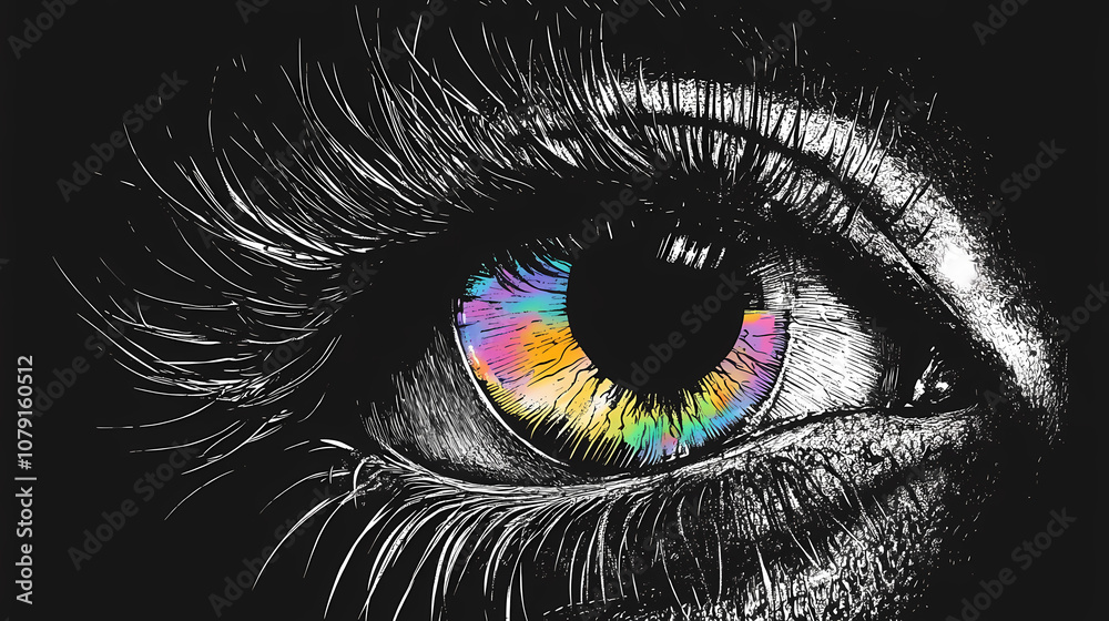 Obraz premium Prism inside eye noir style. Mystique. Illustration