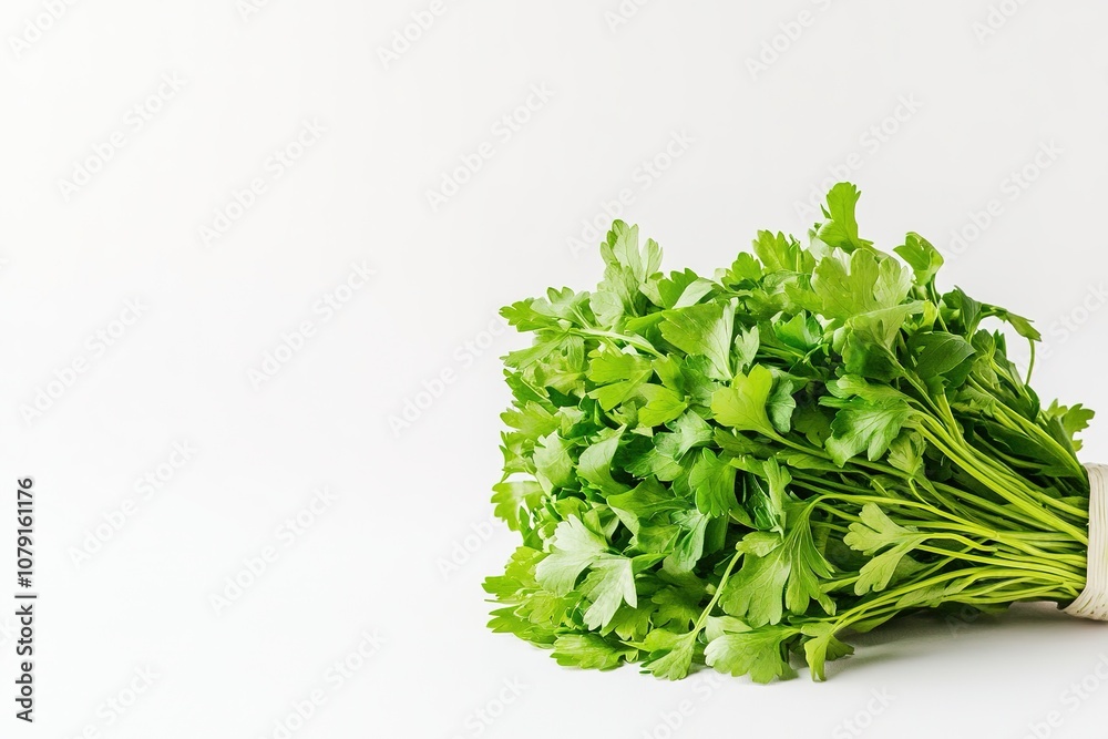 Fototapeta premium Fresh cilantro bunch on white background