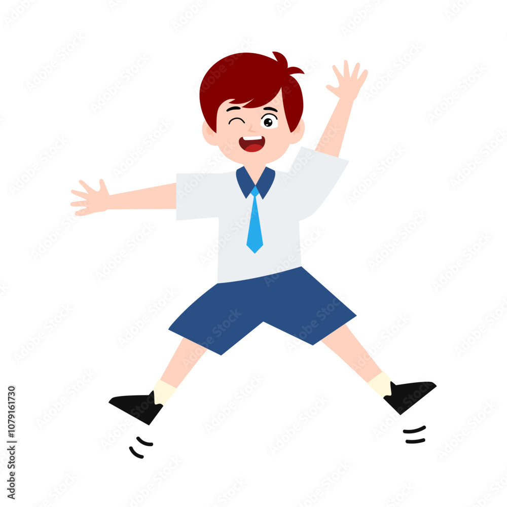 School man wearing uniform clothes cartoon design stock. Junior high school students with backpacks and books, male and female school pupils flat vector illustration set. Happy friends going to school