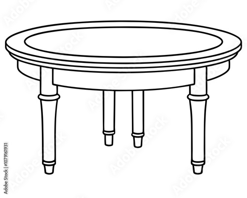 Table Coloring Page with White Background