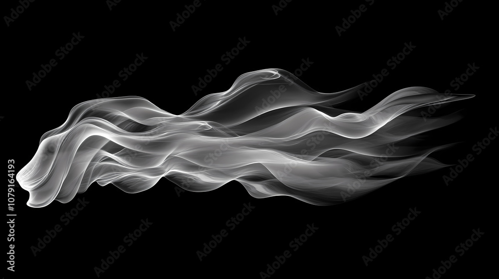 Softly flowing gray smoke wraps around a dark background, exuding a sense of mystique as wisps of texture. Mystique. Illustration Softly flowing gray smoke wraps around a dark background, exuding a sense of mystique as wisps of texture. Mystique. Illustration
