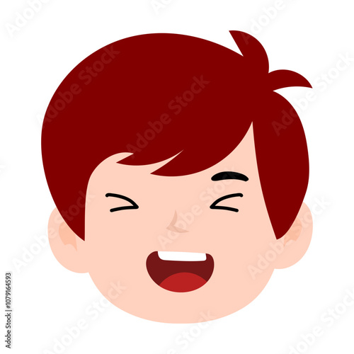 boy red color avatar cartoon emoticon, expression face