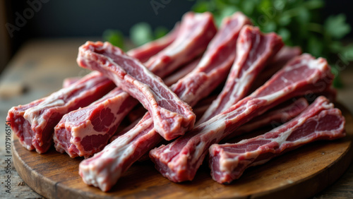 Succulent rack of pork ribs ready for a carnivorous feast.