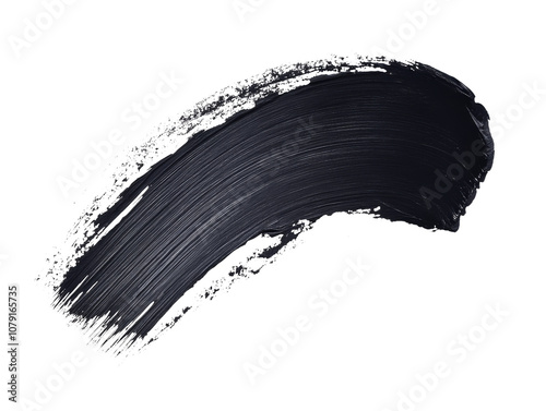 Black watercolor brush stroke, isolated on white background