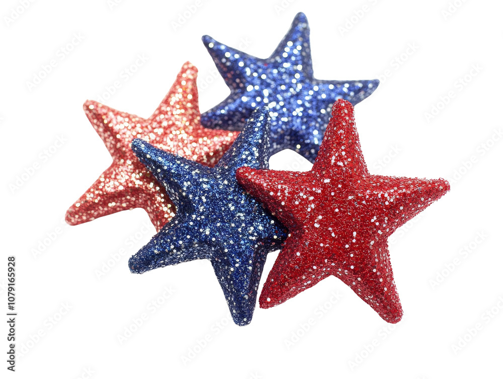 4th of July stars decoration, isolated on white background