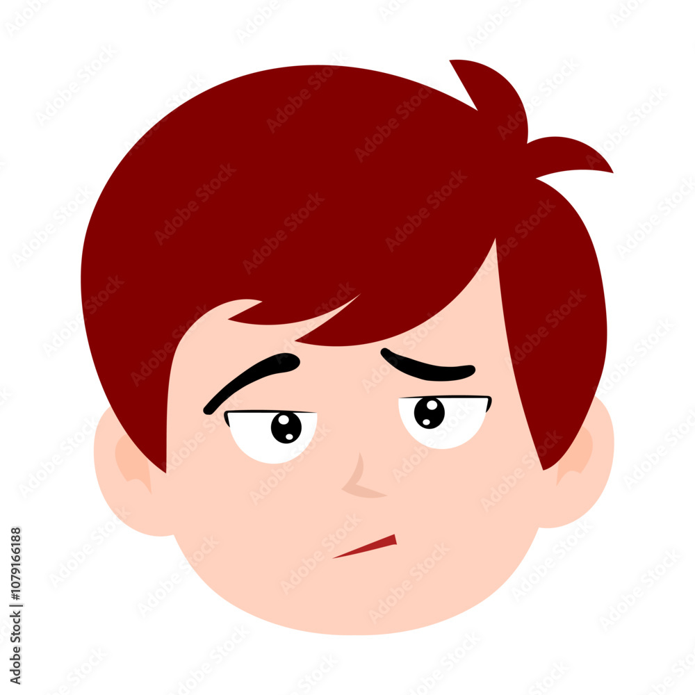 boy red color avatar cartoon emoticon, expression face boy red color avatar cartoon emoticon, expression face