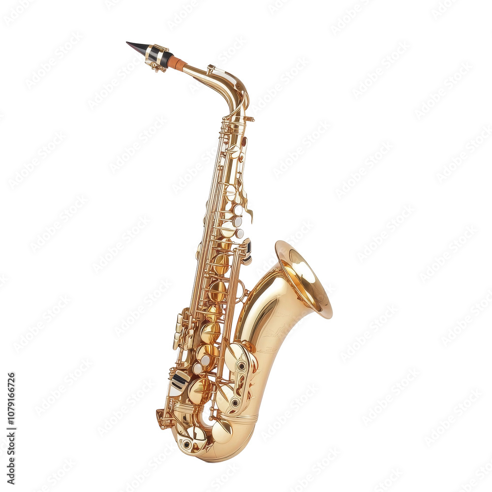 Fototapeta premium Golden saxophone isolated on white background