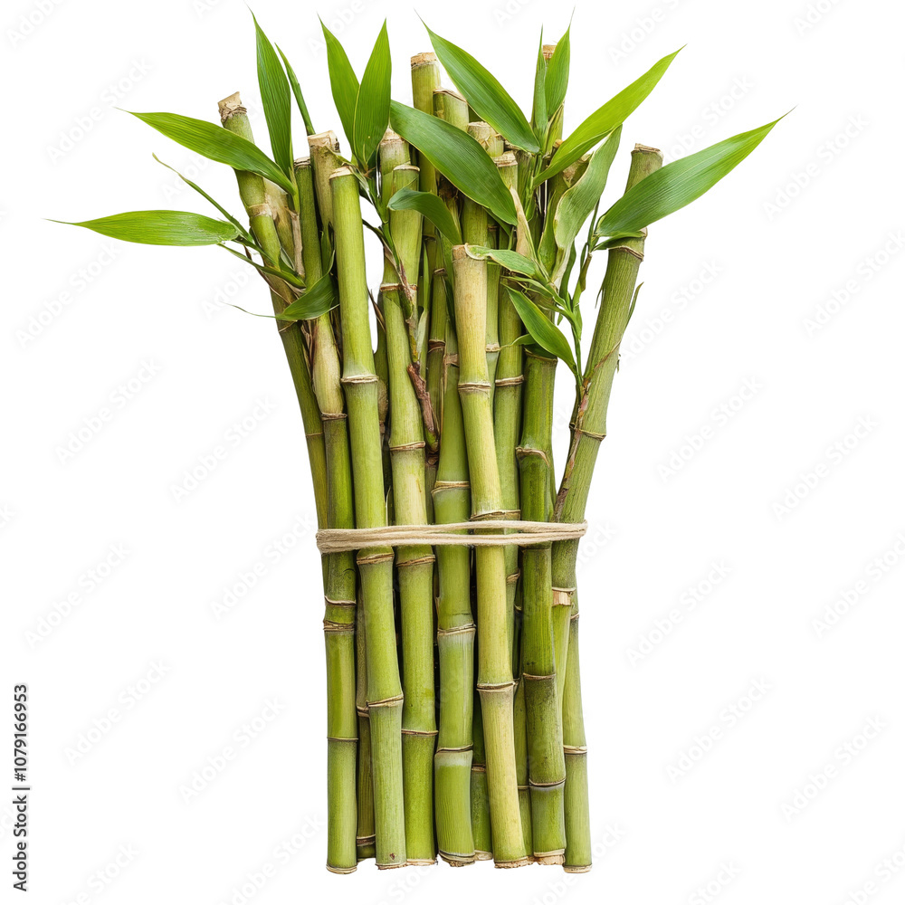 bamboo green sticks with leaves, isolated on white background bamboo green sticks with leaves, isolated on white background
