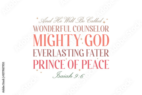 And He Will Be Called, Christian Christmas SVG Quote Typography T Shirt Design