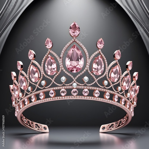 PNG Elegant pink gemstone crown