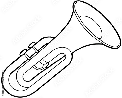 Coloring Page of Tuba on White Background