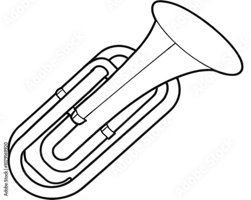 Coloring Page of Tuba on White Background