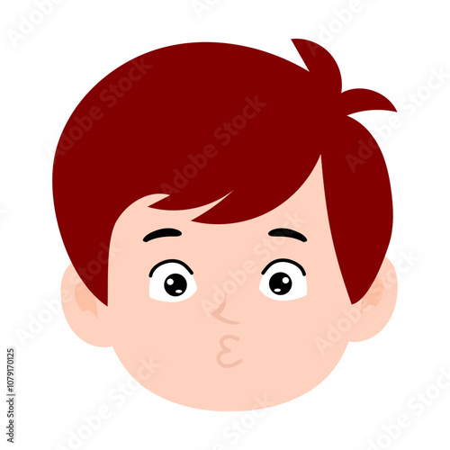 boy red color avatar cartoon emoticon, expression face