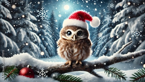 christmas owl on a tree