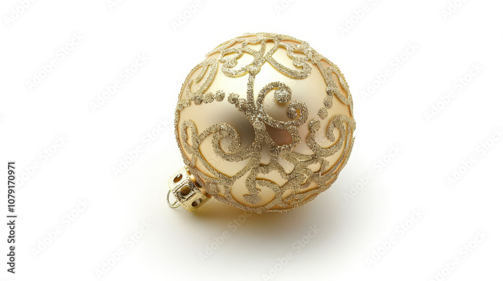 golden christmas ball isolated on white background