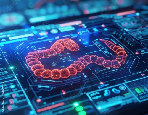 Small Intestine testing results on digital interface in laboratory or surgical background