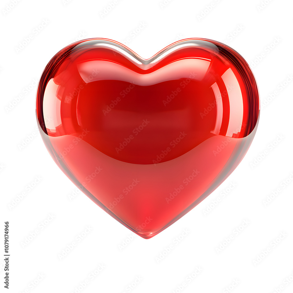 Red glossy heart isolated on transparent background Red glossy heart isolated on transparent background