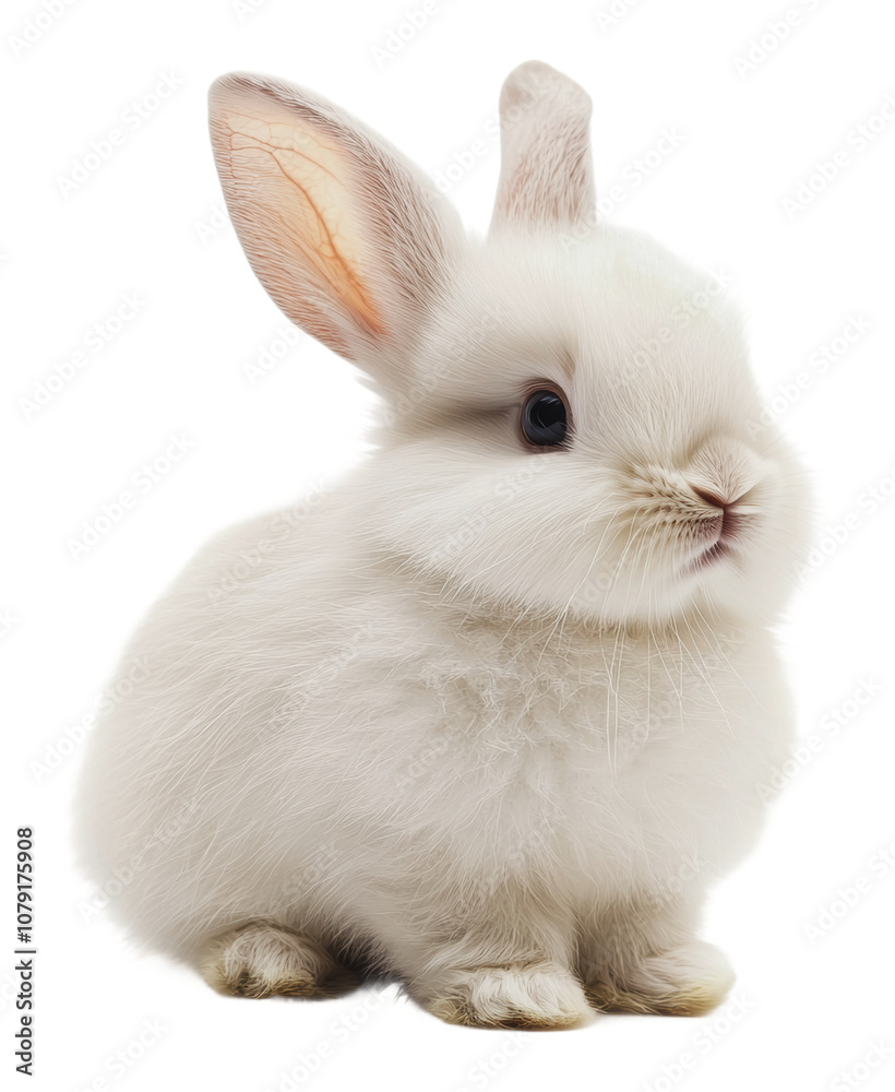 PNG Cute fluffy rabbit sitting calmly at home PNG Cute fluffy rabbit sitting calmly at home
