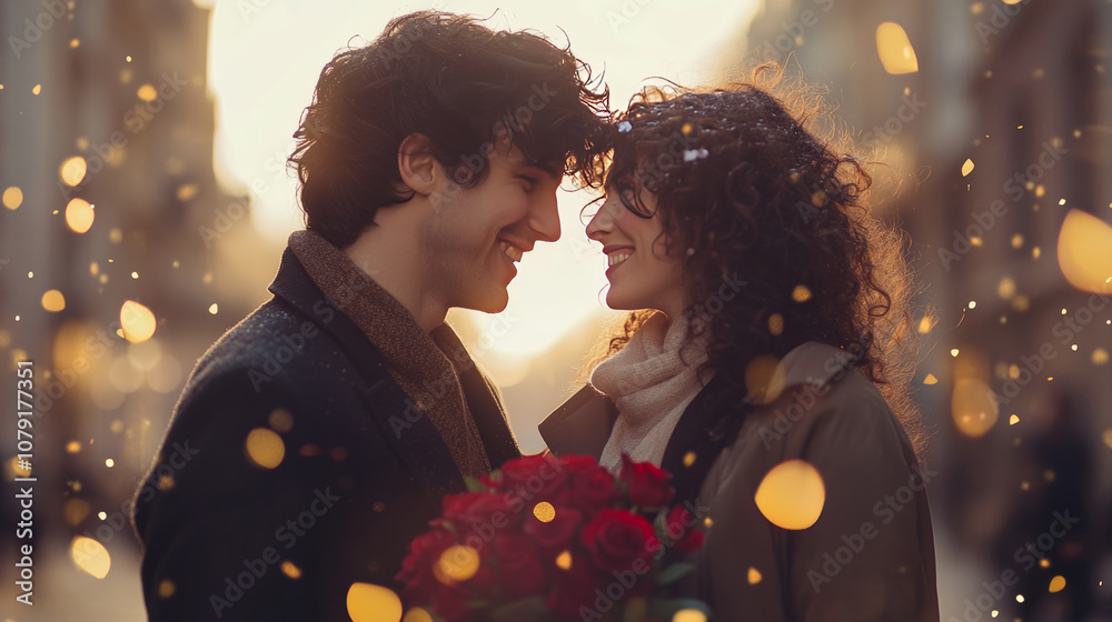 Romantic Moment Captured in the Warm Glow of Sunset Romantic Moment Captured in the Warm Glow of Sunset