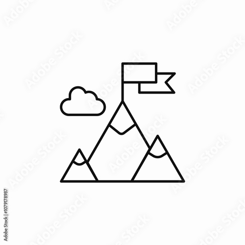 flag mountain top icon sign vector