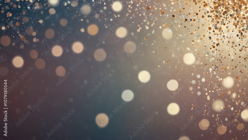 Gold glitter and light circles against a dark background. Gold glitter and light circles against a dark background.