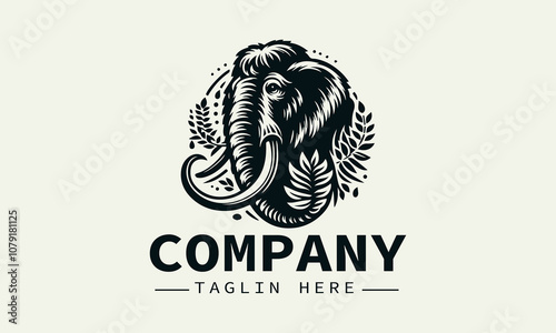 Mammoth Logo Design,Ice Age Animal Logo, Prehistoric Animal Logo