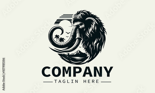 Mammoth Logo Design,Ice Age Animal Logo, Prehistoric Animal Logo