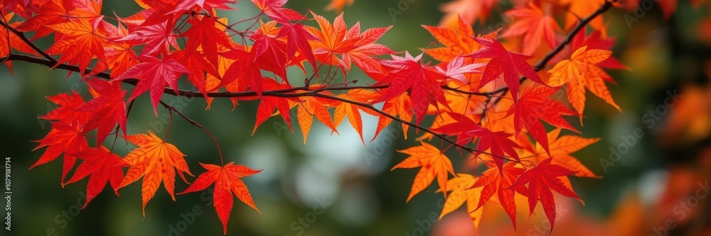 Vibrant maple leaves in shades of red, orange, and yellow covering a tree branch in autumn, maple leaves, colorful Vibrant maple leaves in shades of red, orange, and yellow covering a tree branch in autumn, maple leaves, colorful