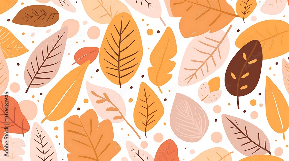 Abstract Pattern of Autumn Leaves in Orange, Brown, and Pink Hues Abstract Pattern of Autumn Leaves in Orange, Brown, and Pink Hues