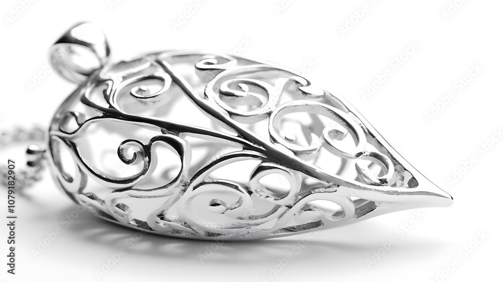 Intricate Silver Pendant with Floral Design Intricate Silver Pendant with Floral Design