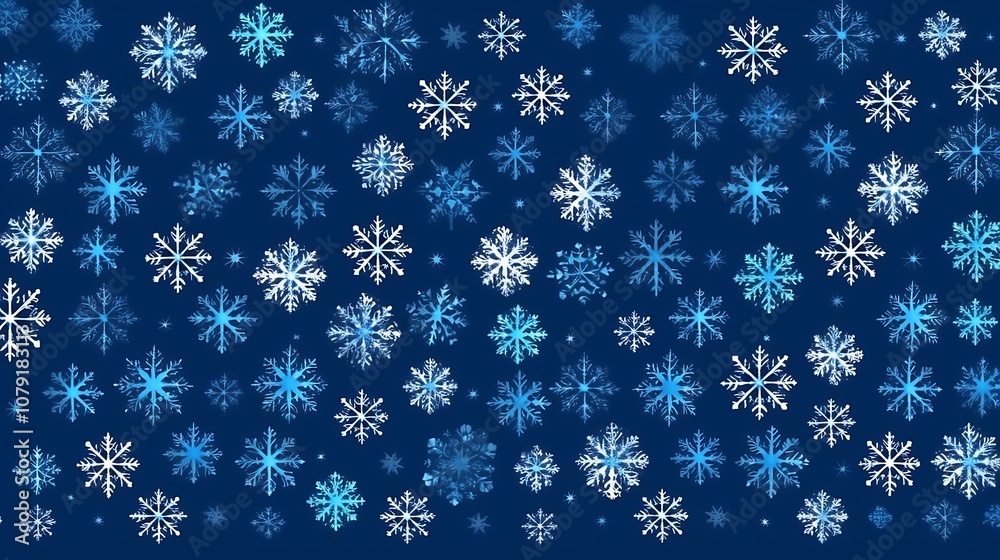 A Blue Background Scattered with White Snowflakes A Blue Background Scattered with White Snowflakes
