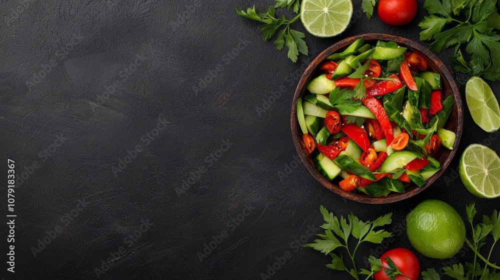 Vibrant Thai Curry Delight in Rustic Bowl with Fresh Herbs and Lime Wedges - Top View Ultra-Detailed Culinary Composition Vibrant Thai Curry Delight in Rustic Bowl with Fresh Herbs and Lime Wedges - Top View Ultra-Detailed Culinary Composition
