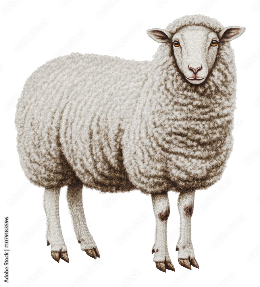 Fototapeta premium PNG Wooly sheep on white background