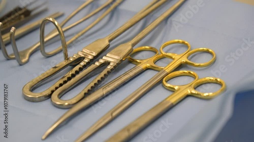 Medical instruments in the operating room.