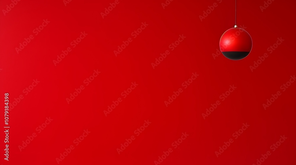 Red Sphere Hanging Against a Solid Red Background Red Sphere Hanging Against a Solid Red Background