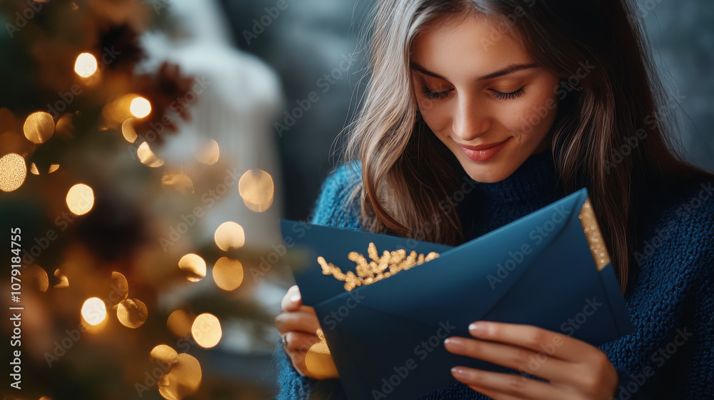 Fototapeta premium Elegant christmas card design with golden accents for holiday greetings