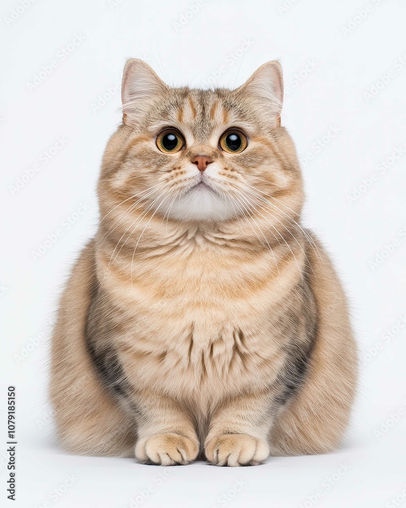 Obraz premium Scottish Fold, folded ears, round eyes, cute cat, cat portrait, Scottish breed, pet photography, cat lovers, unique ears, feline close-up, purebred cat, animal photography, plush fur, gentle cat, fami