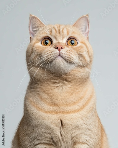 Portrait of a Scottish Fold Cat with Folded Ears and Large Round Eyes, Ideal for Cat Lovers and Breed Enthusiasts