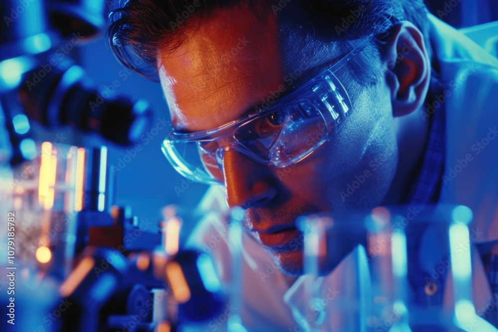 New Drug. Scientist Conducting Anticancer Drug Evaluation in Advanced Lab Setting New Drug. Scientist Conducting Anticancer Drug Evaluation in Advanced Lab Setting