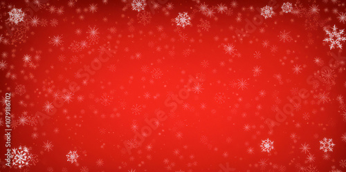 Festive red background with white snowflakes for holiday designs