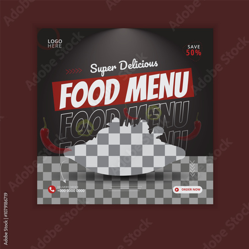 This eye-catching social media banner template promotes a delicious biryani dish, ideal for food businesses, restaurants, or catering services.