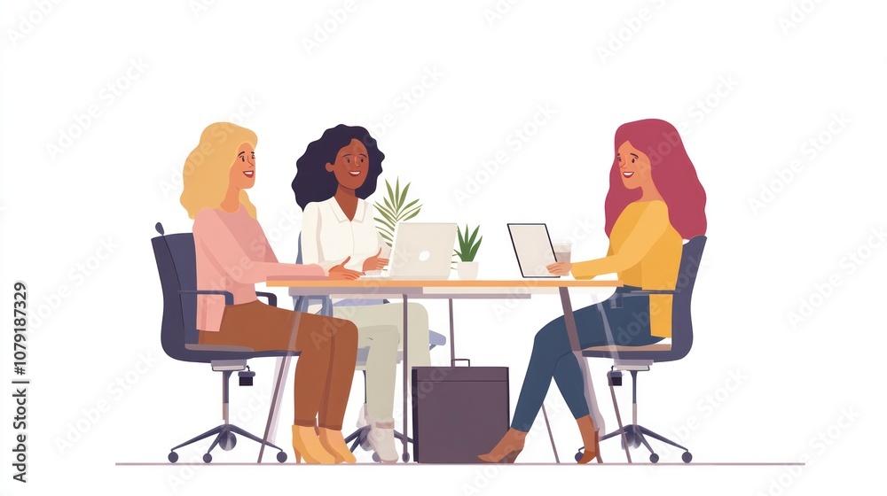 Three Women Working on a Project Together Three Women Working on a Project Together