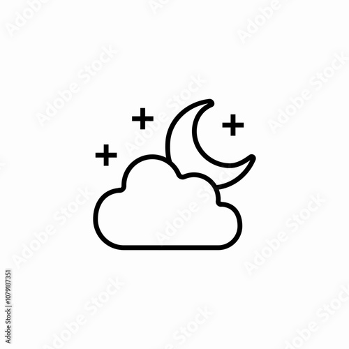 cloud moon night icon sign vector
