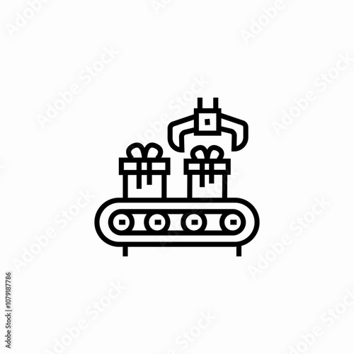 factory conveyor packages icon sign vector