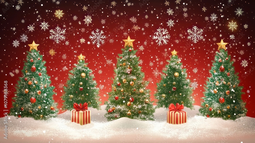 Christmas background with trees and snowflakes. stock illustration Christmas background with trees and snowflakes. stock illustration