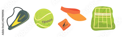 Tennis Player Professional Object and Item Vector Set