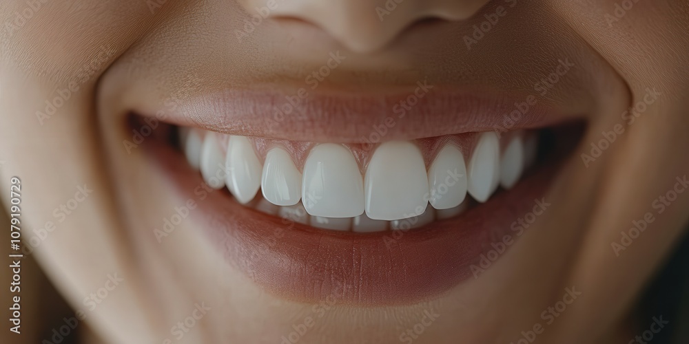 Bright smile with perfect white teeth captured in close-up light Bright smile with perfect white teeth captured in close-up light